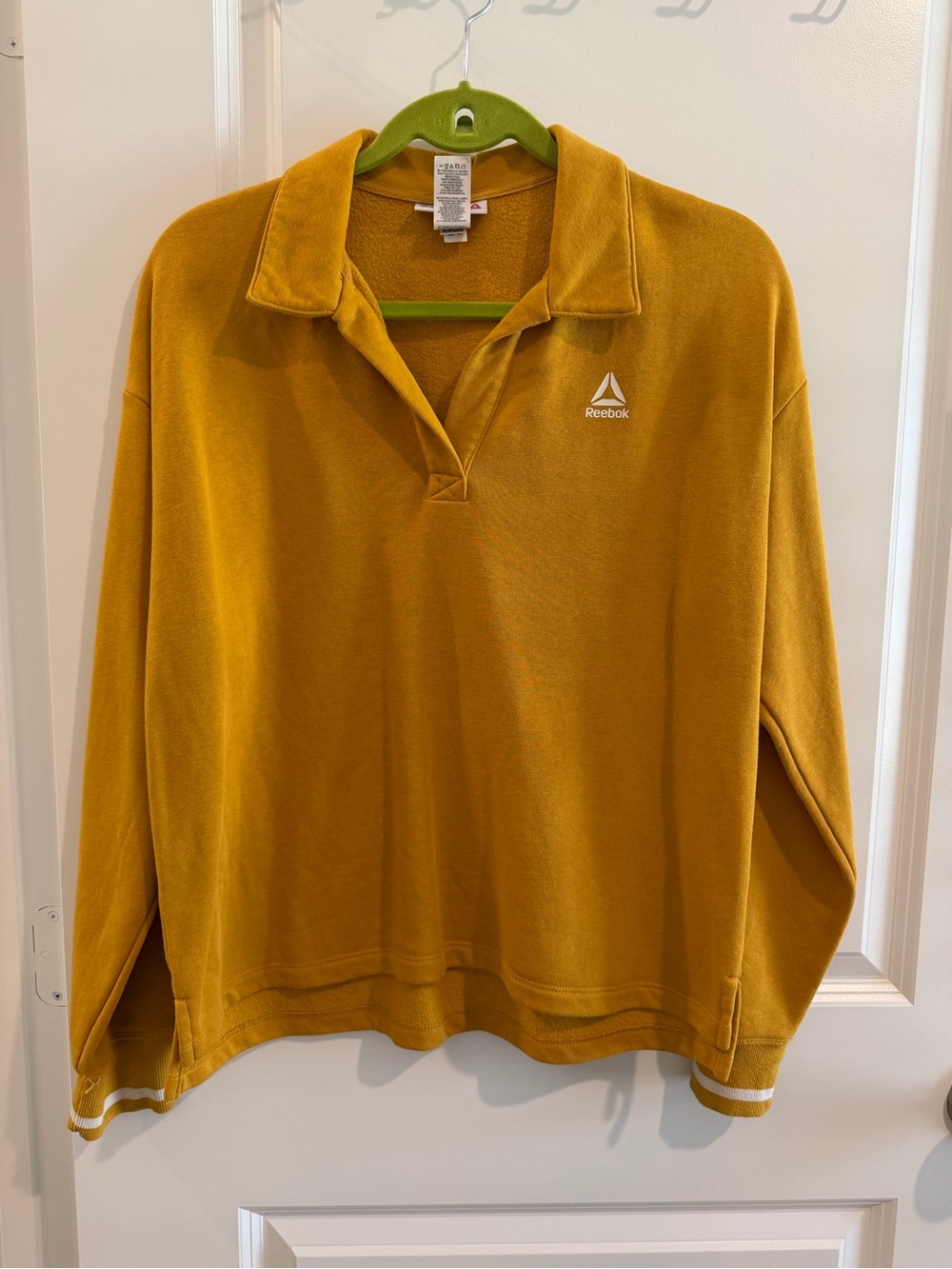 Reebok Women’s Mustard Polo-Collar Fleece Pullover